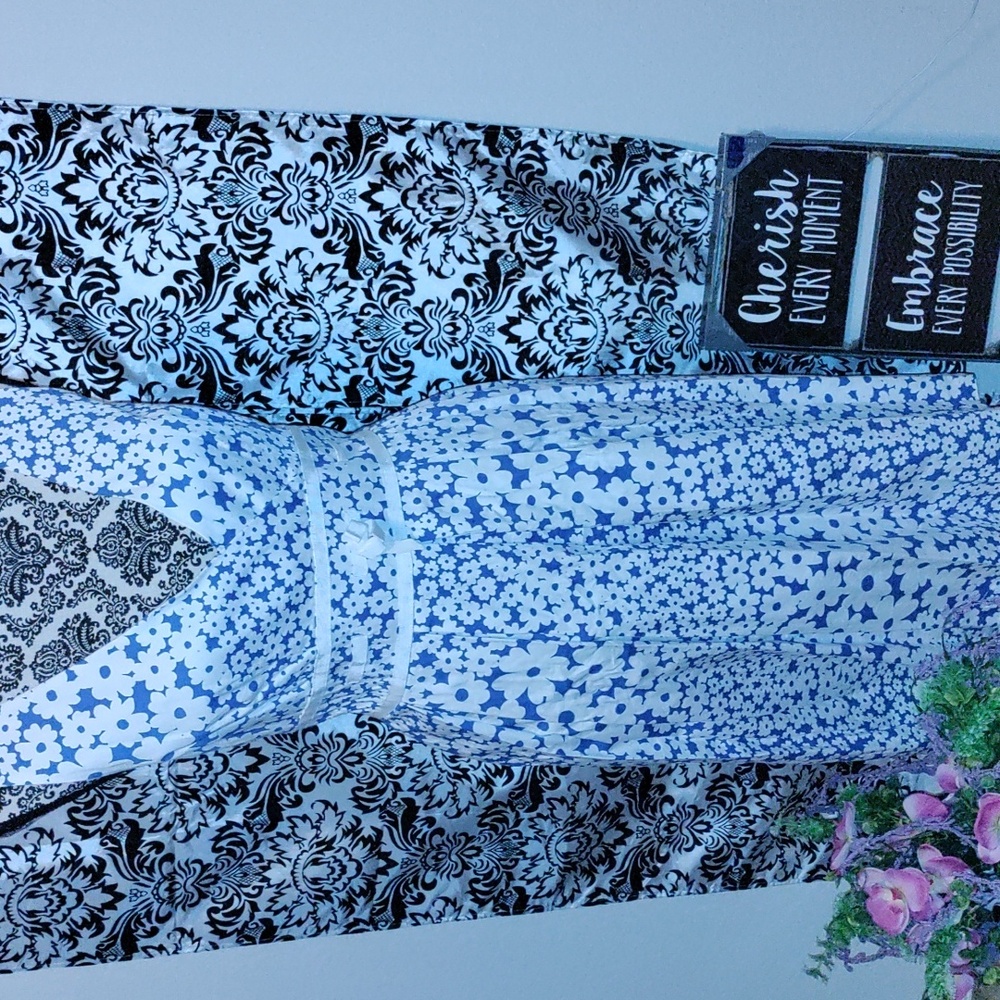Blue and white floral A-line dress in a size 14
